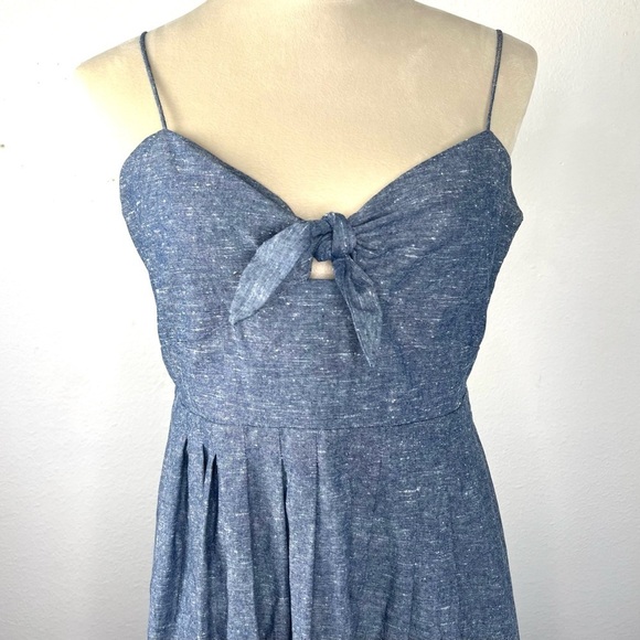 MADEWELL Chambray Tie Front Babydoll Mini Dress Blue Size 6 - Picture 5 of 14